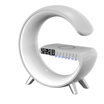 G Shaped LED Lamp, Clock, Bluetooth Speaker, Wireless Charger, App Controlled