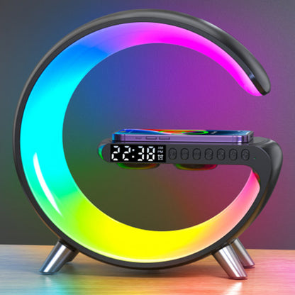 G Shaped LED Lamp, Clock, Bluetooth Speaker, Wireless Charger, App Controlled