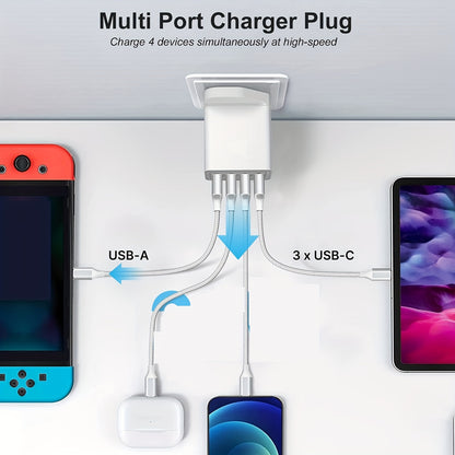 4-Port USB Wall Plug Charger